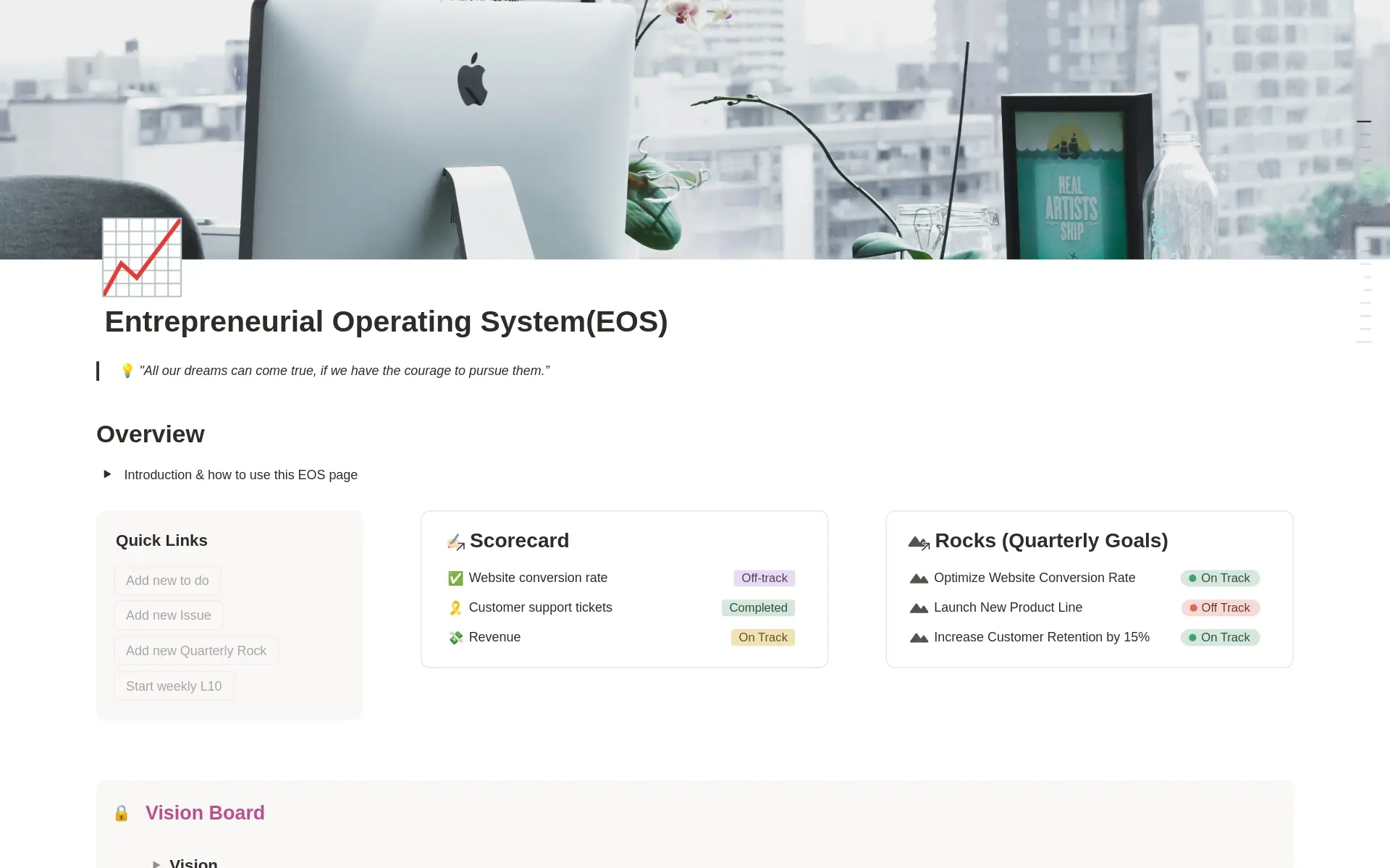 Notion configured to run EOS